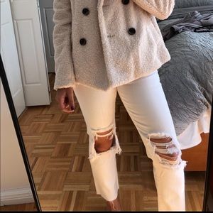 L’AGENCE distressed white jeans